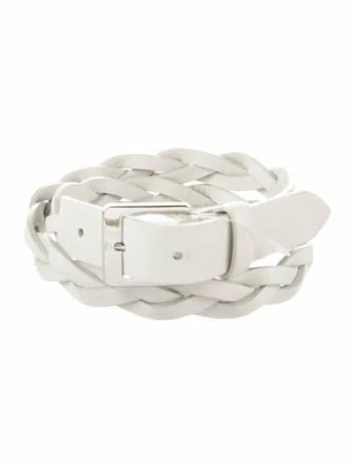 Pre-owned Loro Piana Athena Belt Skinny Waist Belt In White
