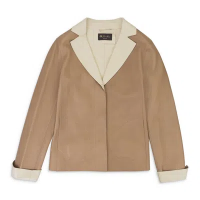 Loro Piana Aubrey Pebbled Brown Leather Jacket In Multi