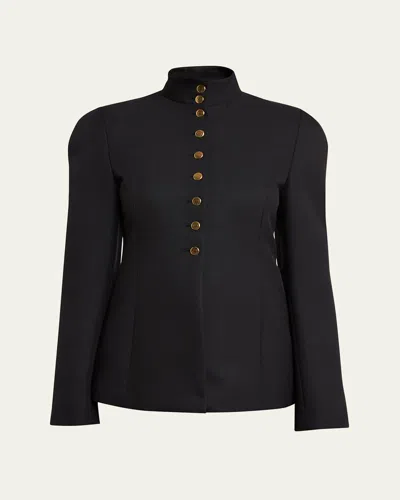 Loro Piana Aveline High Neck Wool Jacket In Black