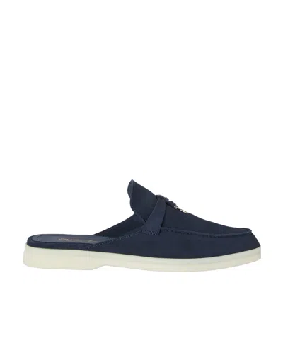 Loro Piana Babouche Charms Slip-on Flat Shoes In Blue