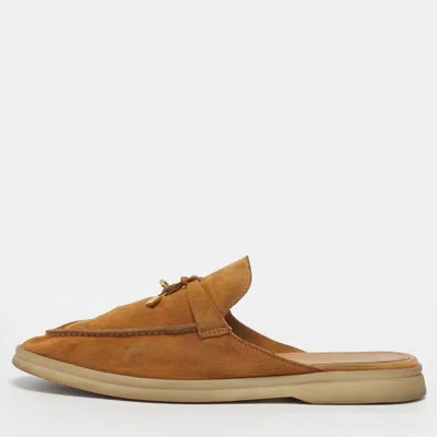 Pre-owned Loro Piana Babouche Charms Walk Size 40 Yellow Suede Mules