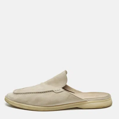 Pre-owned Loro Piana Babouche Charms Walk Size 42 Grey Suede Mules In Gray