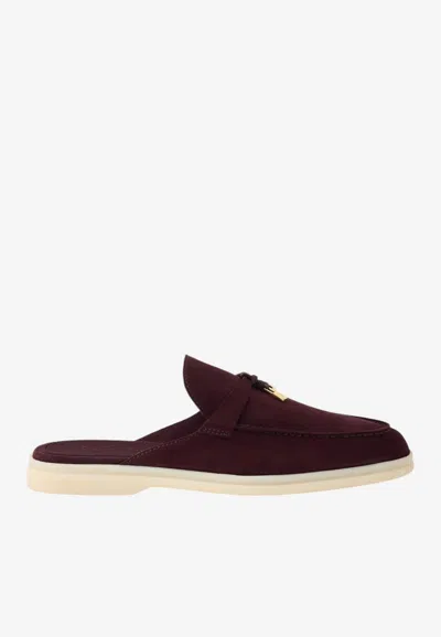 Loro Piana Babouche Charms Walk Suede Loafers In Burgundy