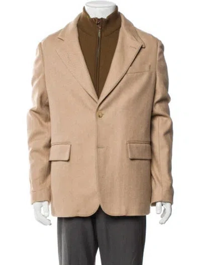 Pre-owned Loro Piana Baby Camel Storm System Virgin Wool Peacoat In Brown