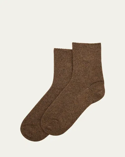 Loro Piana Baby Cashmere Crew Socks In Cedar Bark Melange