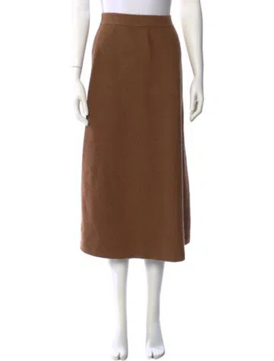 Pre-owned Loro Piana Baby Cashmere Midi Length Skirt In Brown