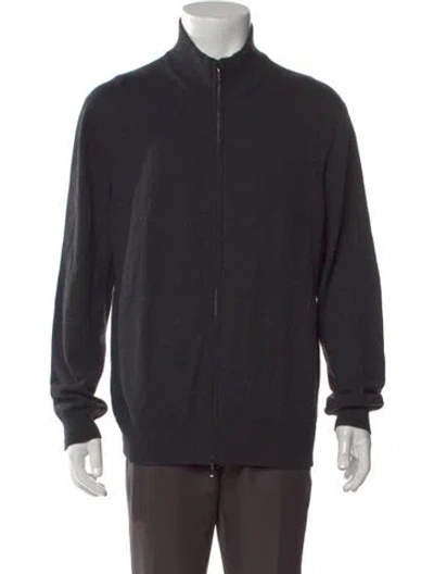 Pre-owned Loro Piana Baby Cashmere Mock Neck Cardigan In Gray