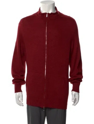 Pre-owned Loro Piana Baby Cashmere Mock Neck Cardigan In Red