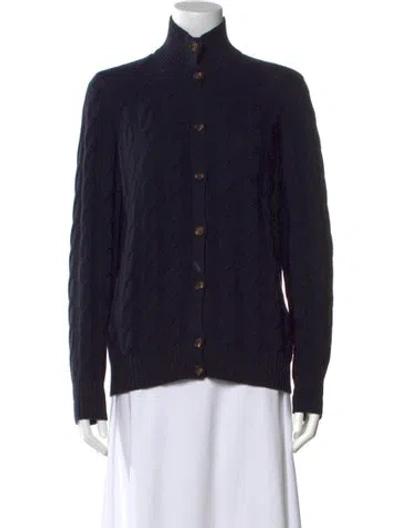 Pre-owned Loro Piana Baby Cashmere Mock Neck Sweater In Blue