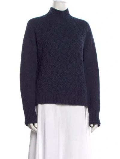 Pre-owned Loro Piana Baby Cashmere Mock Neck Sweater In Blue