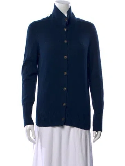 Pre-owned Loro Piana Baby Cashmere Mock Neck Sweater In Blue