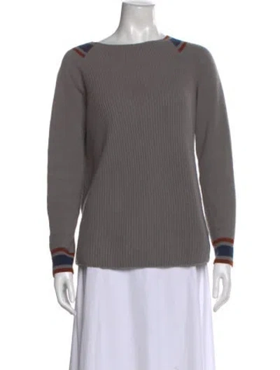 Pre-owned Loro Piana Baby Cashmere Scoop Neck Sweater In Gray