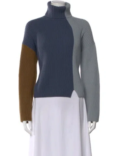 Pre-owned Loro Piana Baby Cashmere Turtleneck Sweater In Blue