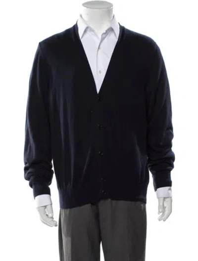Pre-owned Loro Piana Baby Cashmere V-neck Cardigan In Blue