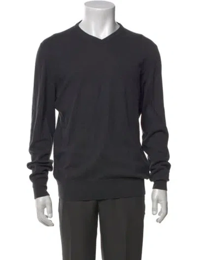 Pre-owned Loro Piana Baby Cashmere V-neck Pullover In Gray