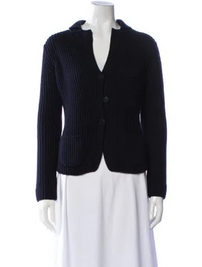 Pre-owned Loro Piana Baby Cashmere V-neck Sweater In Blue