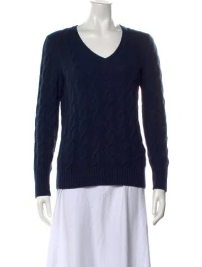 Pre-owned Loro Piana Baby Cashmere V-neck Sweater In Blue