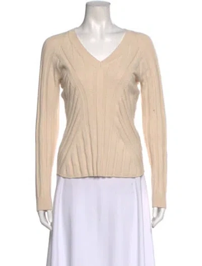 Pre-owned Loro Piana Baby Cashmere V-neck Sweater In Neutral