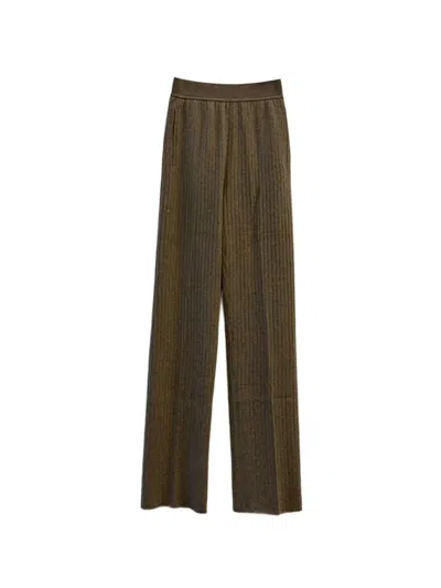 Loro Piana Baby Coste Ribbed Cashmere Trousers In Brown