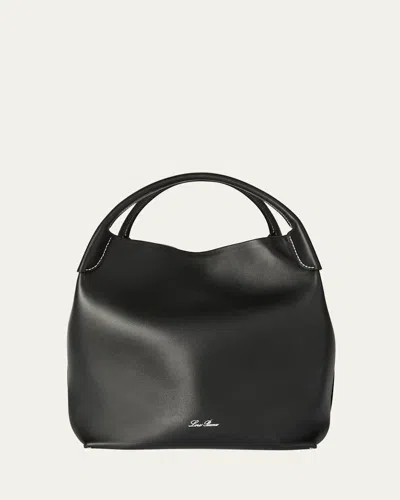 Loro Piana Bale Large Leather Bag In Black