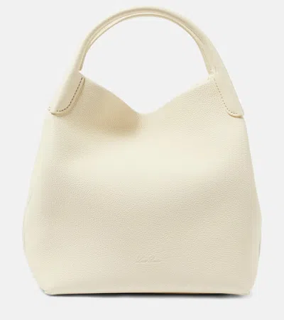 Loro Piana Bale Large Leather Shoulder Bag In Cream