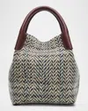Loro Piana Bale Micro Chevron Tweed Shoulder Bag