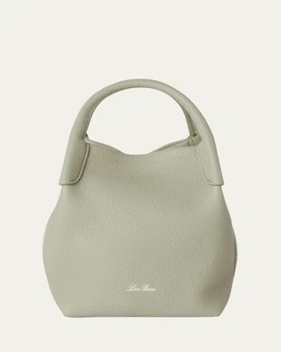 Loro Piana Bale Micro Grain Leather Crossbody Bag In 50yb Light Wasabi