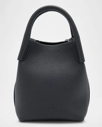 Loro Piana Bale Micro Grain Leather Crossbody Bag In Blue Navy