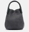 Loro Piana Bale Micro Leather Bucket Bag In Gray
