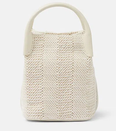 Loro Piana Bale Micro Leather-trimmed Bucket Bag In White