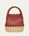 Loro Piana Bale Micro Round Leather & Rattan Bucket Bag