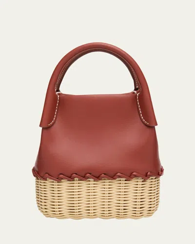 Loro Piana Bale Micro Round Leather & Rattan Bucket Bag
