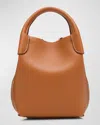 Loro Piana Bale Micro Rounded Leather Top-handle Bag In Brown