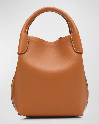 LORO PIANA BALE MICRO ROUNDED LEATHER TOP-HANDLE BAG