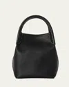 Loro Piana Bale Micro Rounded Leather Top-handle Bag In 8000 Black