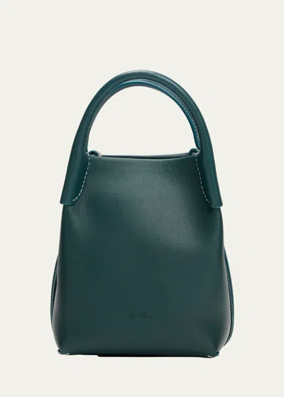 Loro Piana Bale Micro Rounded Leather Top-handle Bag In New Petrolio