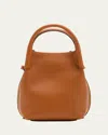 Loro Piana Bale Micro Rounded Leather Top-handle Bag In Warm Tan