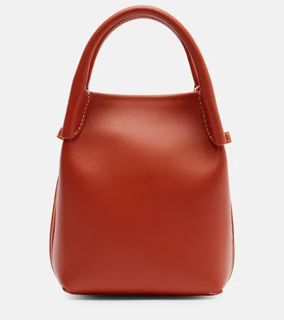 Loro Piana Bale Mini Leather Tote Bag In Orange