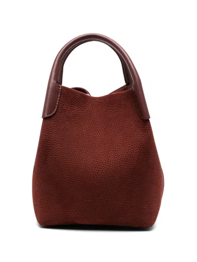 Loro Piana Bale Pebbled-leather Tote Bag In Burgundy
