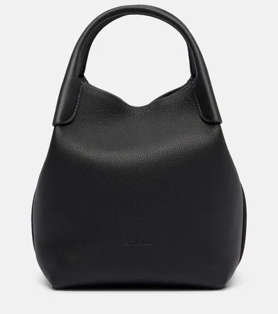 Loro Piana Bale Small Leather Bucket Bag In Black