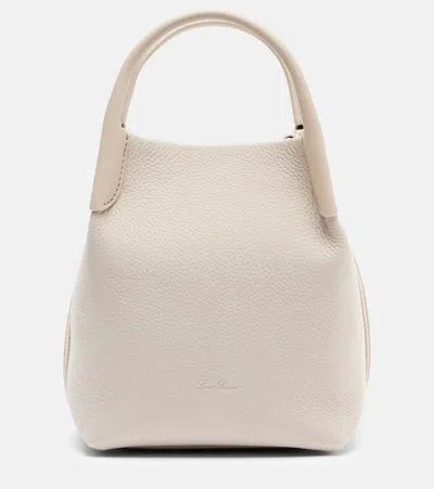 Loro Piana Bale Small Leather Bucket Bag In Sand