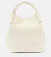 Loro Piana Bale Canvas-trimmed Textured-leather Shoulder Bag In White