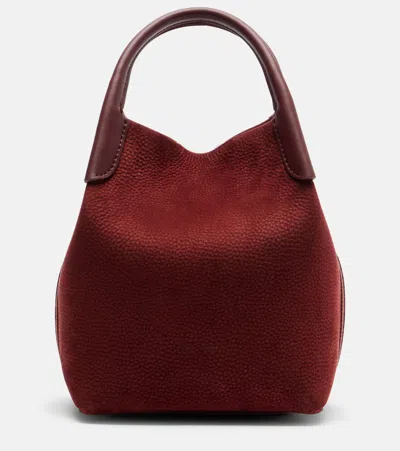 Loro Piana Bale Small Leather Top-handle Bag In Burgundy