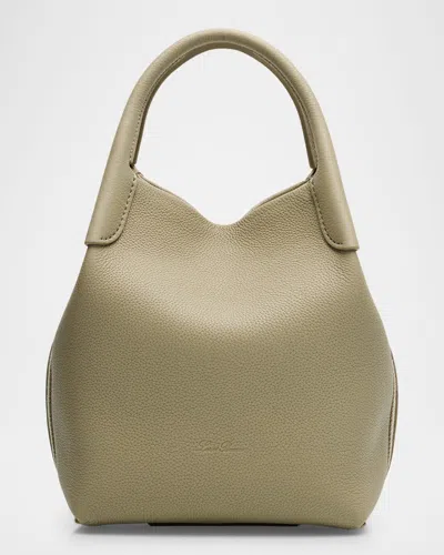 Loro Piana Bale Small Leather Top-handle Bag In Dried Taragon