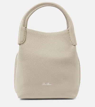 Loro Piana Bale Small Leather Tote Bag In Dust Stone