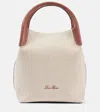 Loro Piana Bale Small Leather-trimmed Canvas Tote Bag In Beige