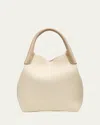 Loro Piana Bale Two-tone Leather Bucket Shoulder Bag In Pattern