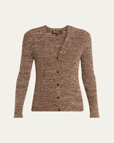 Loro Piana Banff V-neck Cashmere Rib Cardigan In Pink