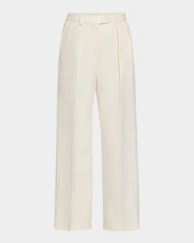 Loro Piana Bart Pleated Taper Leg Wool Trousers In Brown