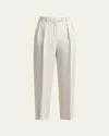 Loro Piana Bart Pleated Taper Leg Wool Trousers In White
